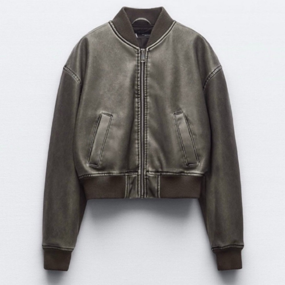Zara Leather Bomber Jacket